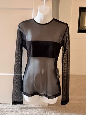 NORMA KAMALI Best-Selling Banded Mesh Top Sz S NWT $200!! Sold-Out